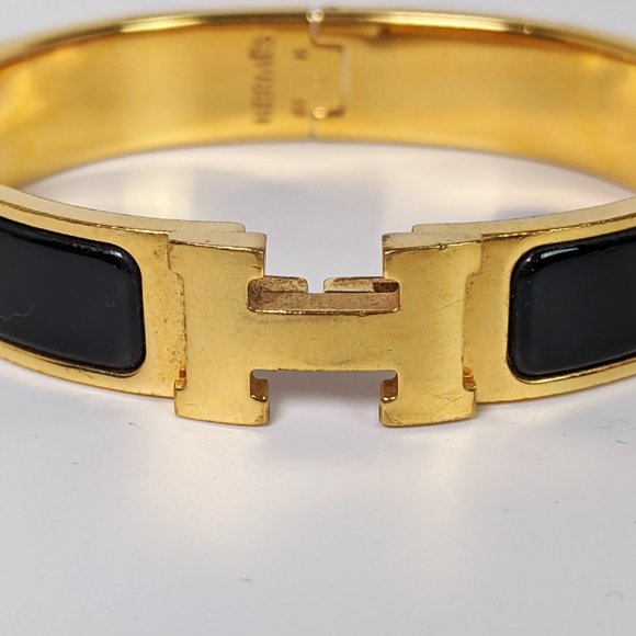 SOLD Hermes Black and Gold Clic Clac H Bracelet PM - Picture 6 of 6